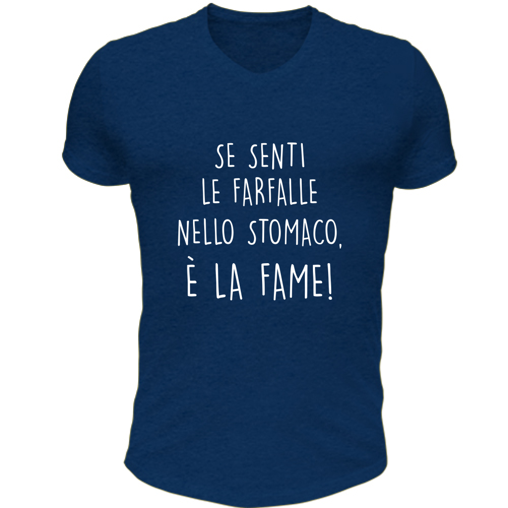 T Shirt Unisex Scollo V La fame Scritte Divertenti Lusback