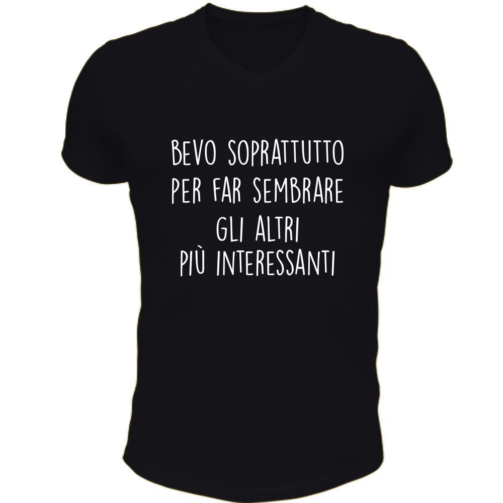 T-Shirt Unisex Scollo V Interessanti - Scritte Divertenti