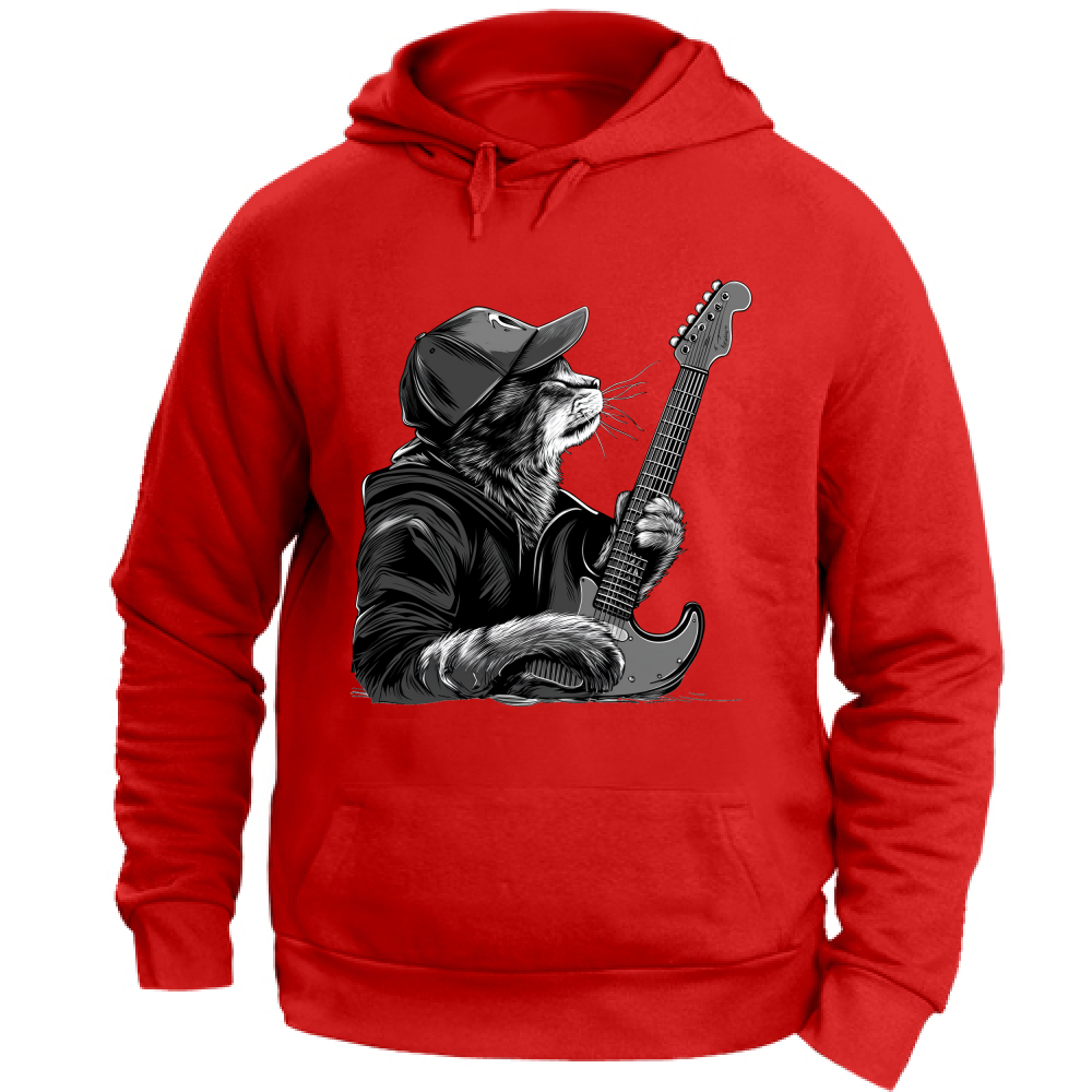 Felpa Unisex con Cappuccio Gatto Rock
