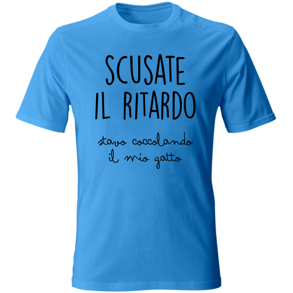 T-Shirt Unisex Ritardo Gatto- Scritte Divertenti - Chiara