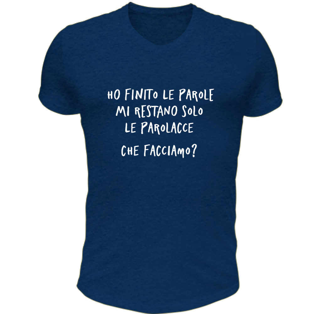 T-Shirt Unisex Scollo V Ho finito le parole - Scritte Divertenti