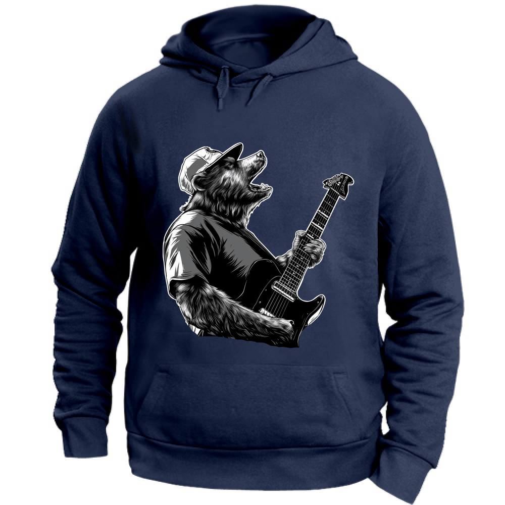 Felpa Unisex con Cappuccio Orso Rock