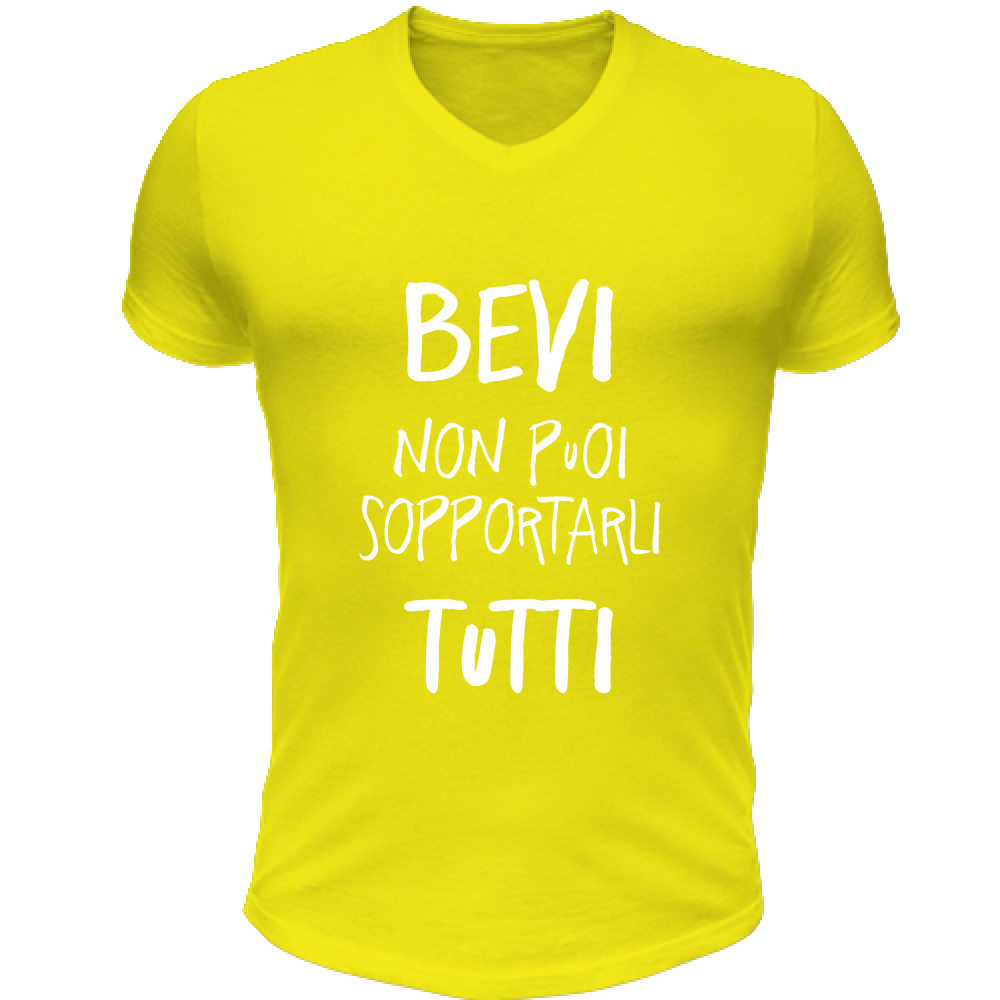 T-Shirt Unisex Scollo V Sopportarli tutti - Scritte Divertenti