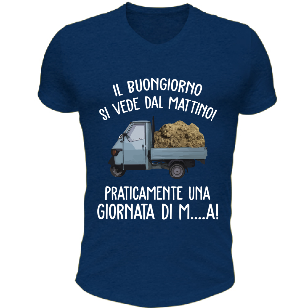 T-Shirt Unisex Scollo V Buongiorno si vede dal mattino