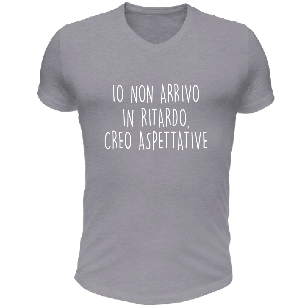 T-Shirt Unisex Scollo V Aspettative - Scritte Divertenti