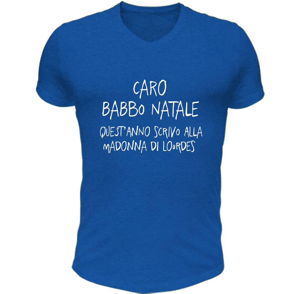 T-Shirt Unisex Scollo V Caro Babbo Natale - Scritte Divertenti