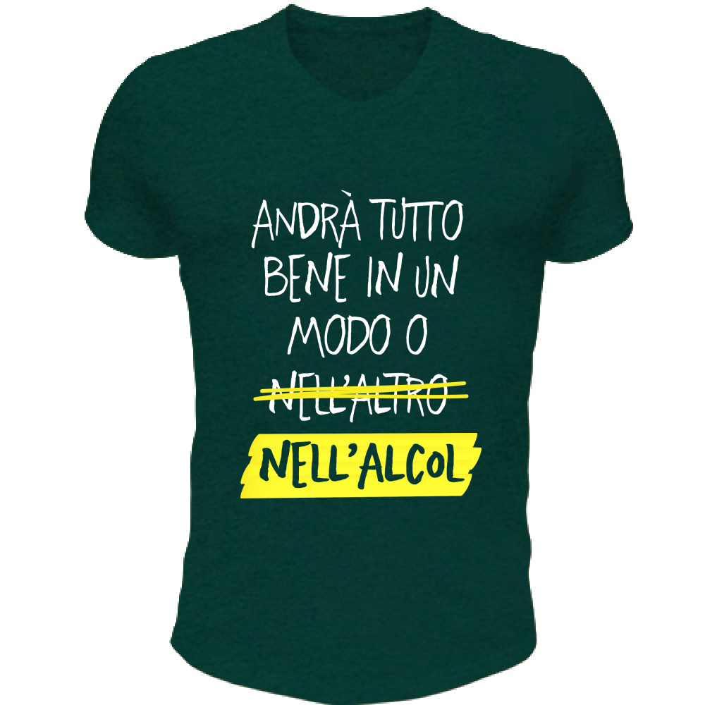 T-Shirt Unisex Scollo V Andrà tutto bene - Scritte Divertenti