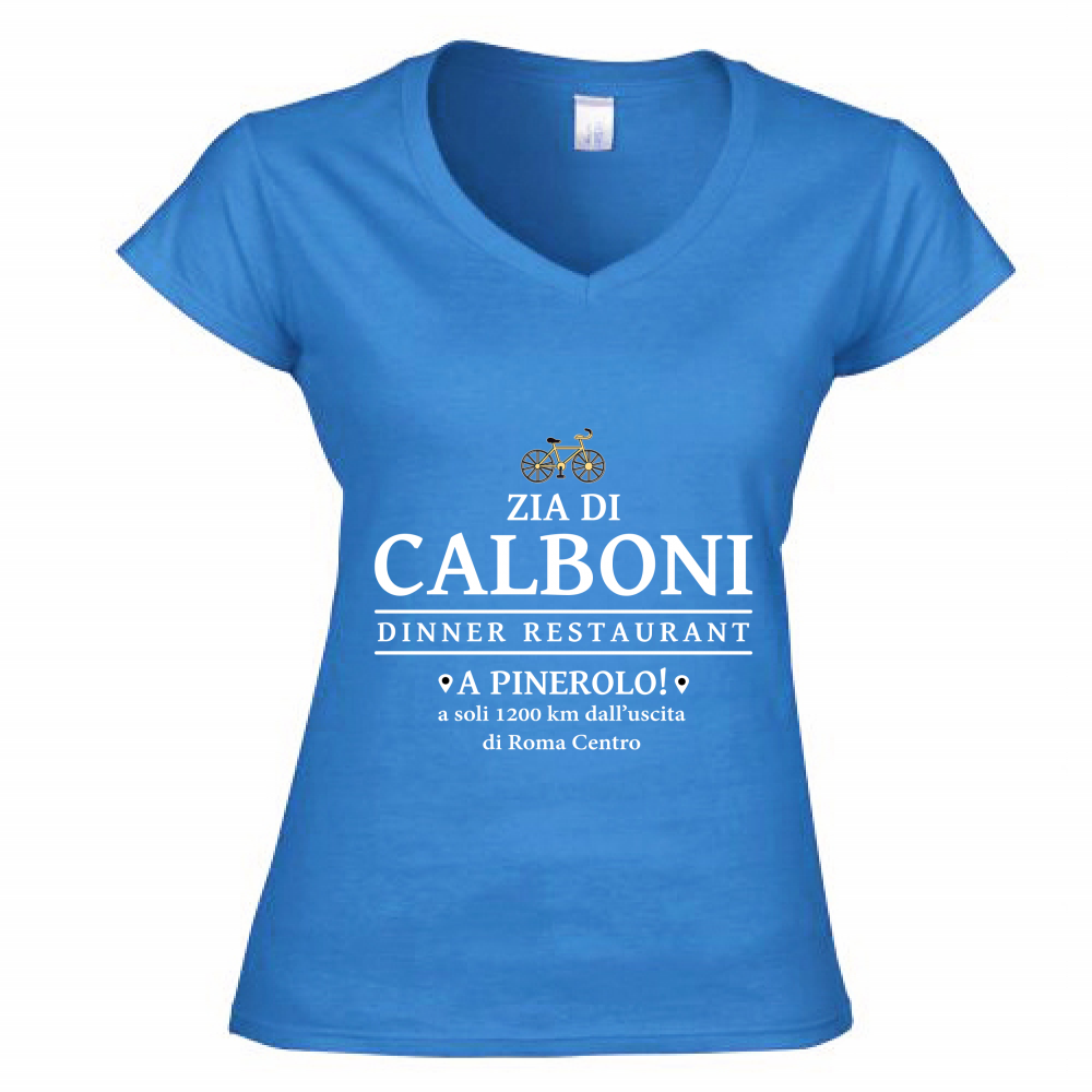 T-Shirt Donna Scollo V Zia di Calboni Restaurant