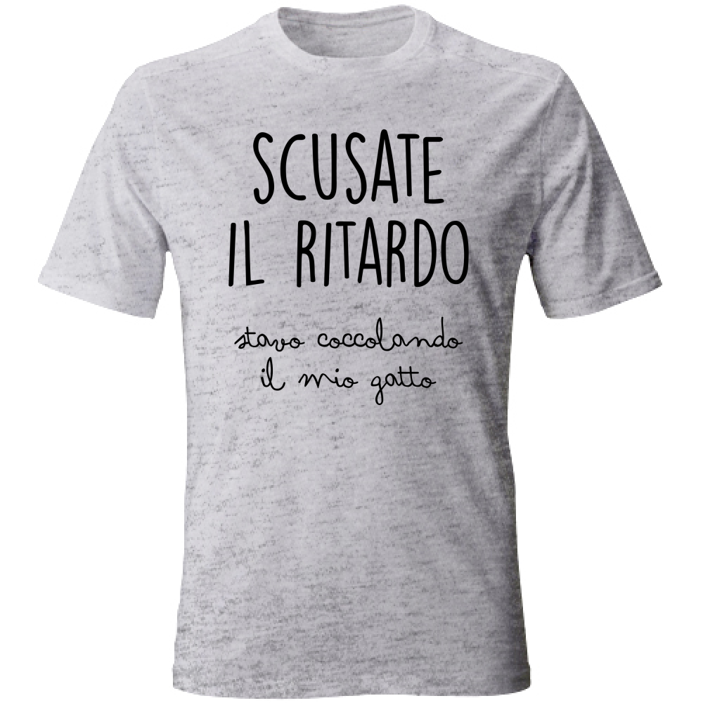 T-Shirt Unisex Ritardo Gatto- Scritte Divertenti - Chiara