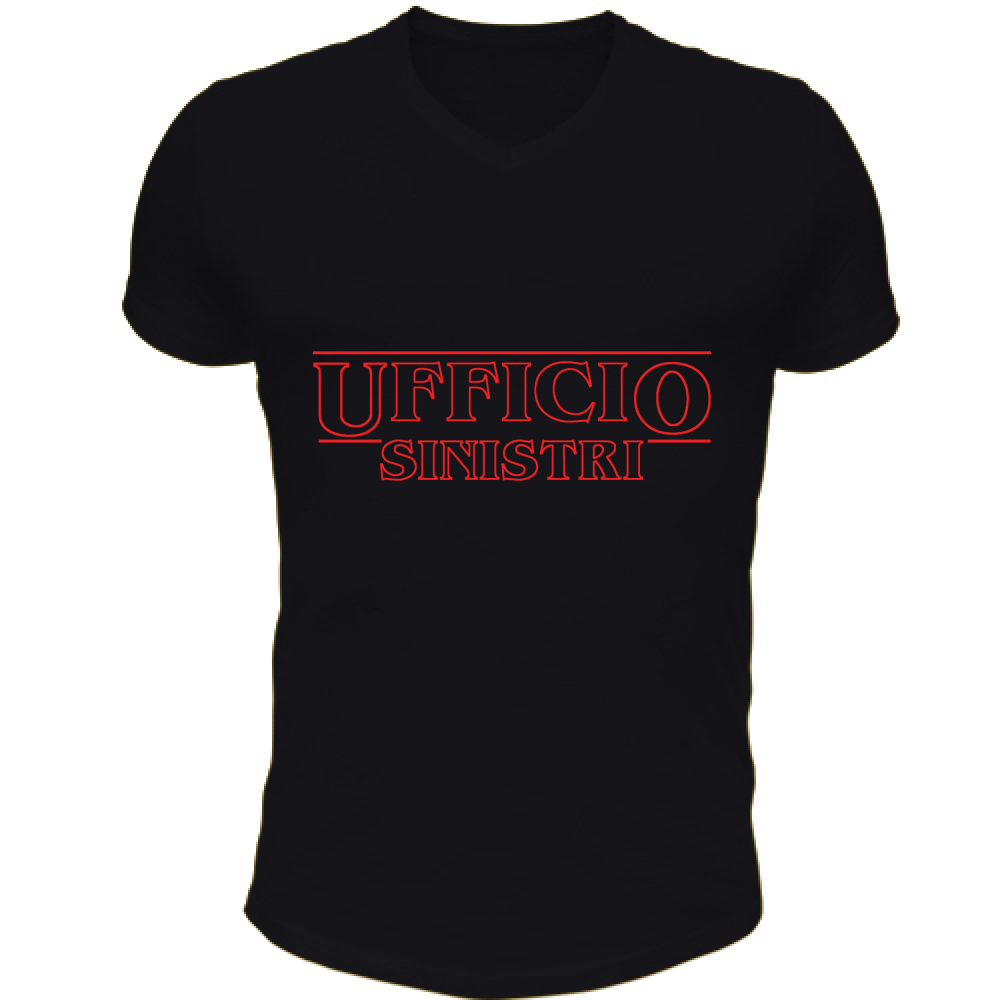 T-Shirt Unisex Scollo V Strange Ufficio Sinistri