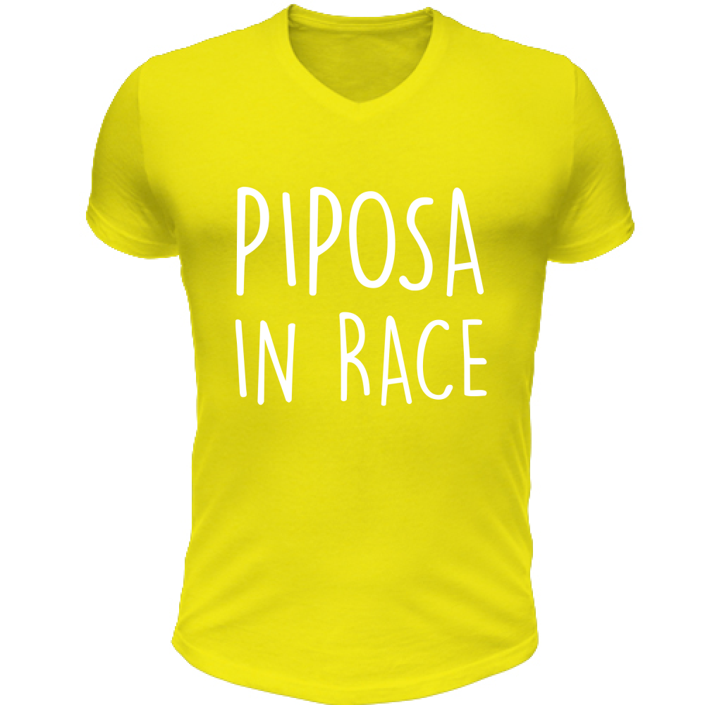 T-Shirt Unisex Scollo V Piposa in Race - Scritte Divertenti