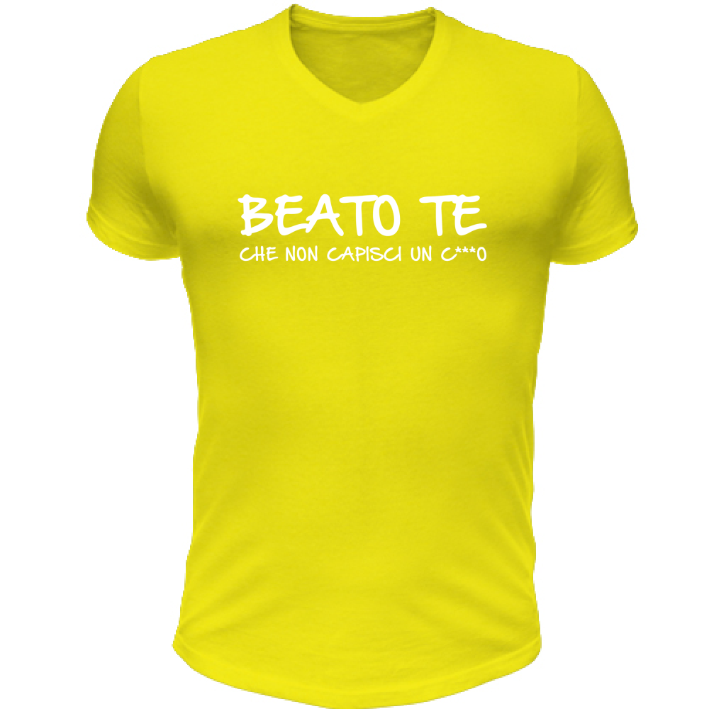 T-Shirt Unisex Scollo V Beato te - Scritte Divertenti