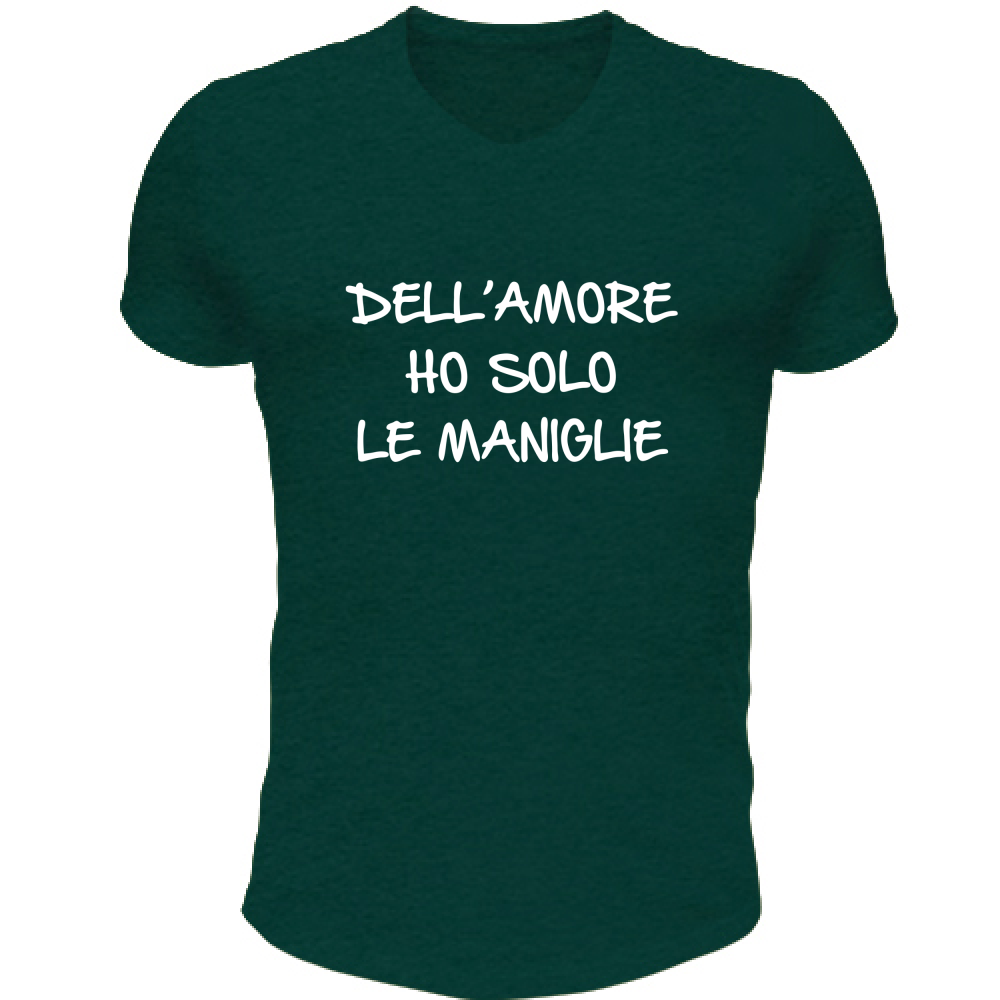 T-Shirt Unisex Scollo V Maniglie dell'amore - Scritte Divertenti