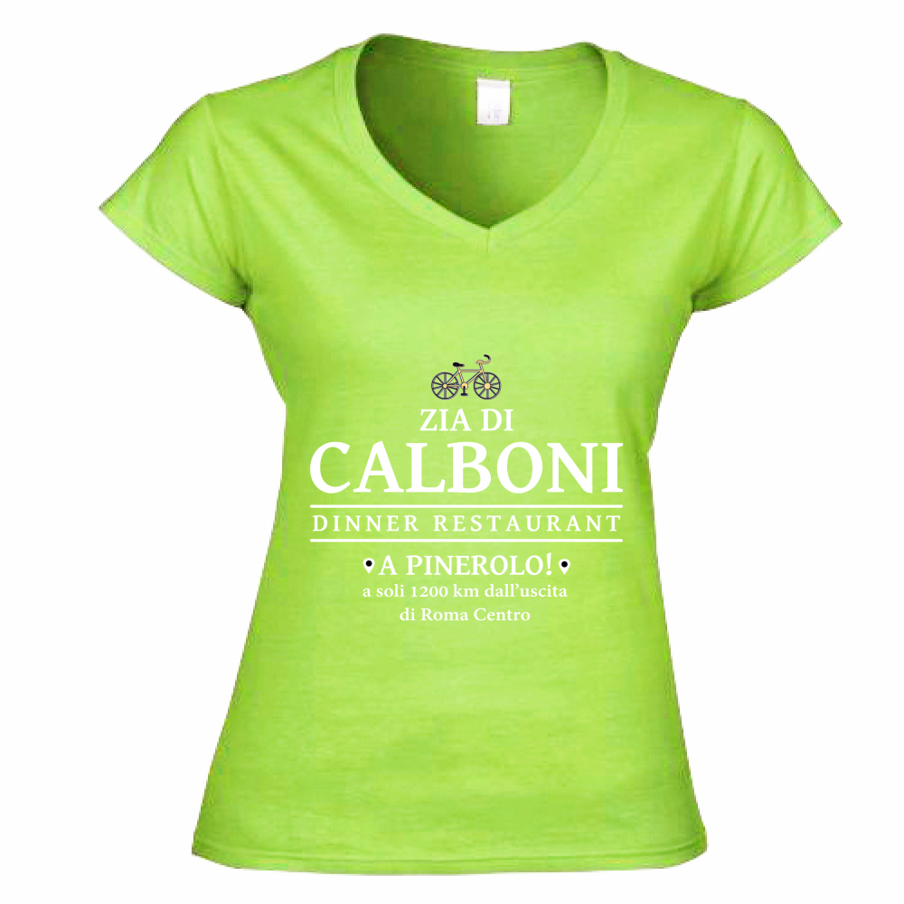 T-Shirt Donna Scollo V Zia di Calboni Restaurant
