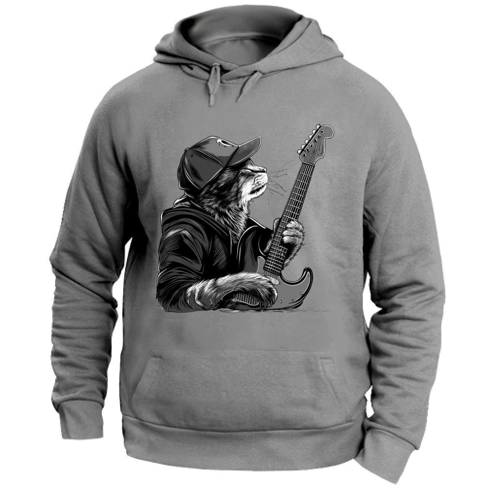 Felpa Unisex con Cappuccio Gatto Rock
