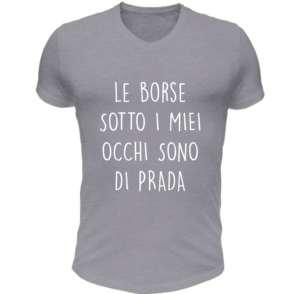 T-Shirt Unisex Scollo V Borse - Scritte Divertenti