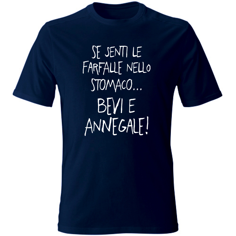 T-Shirt Unisex Large Farfalle nello stomaco - Scritte Divertenti