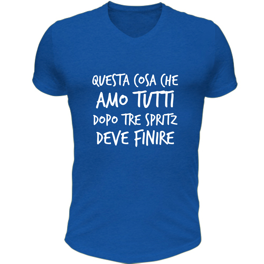 T-Shirt Unisex Scollo V Amo tutti - Scritte Divertenti