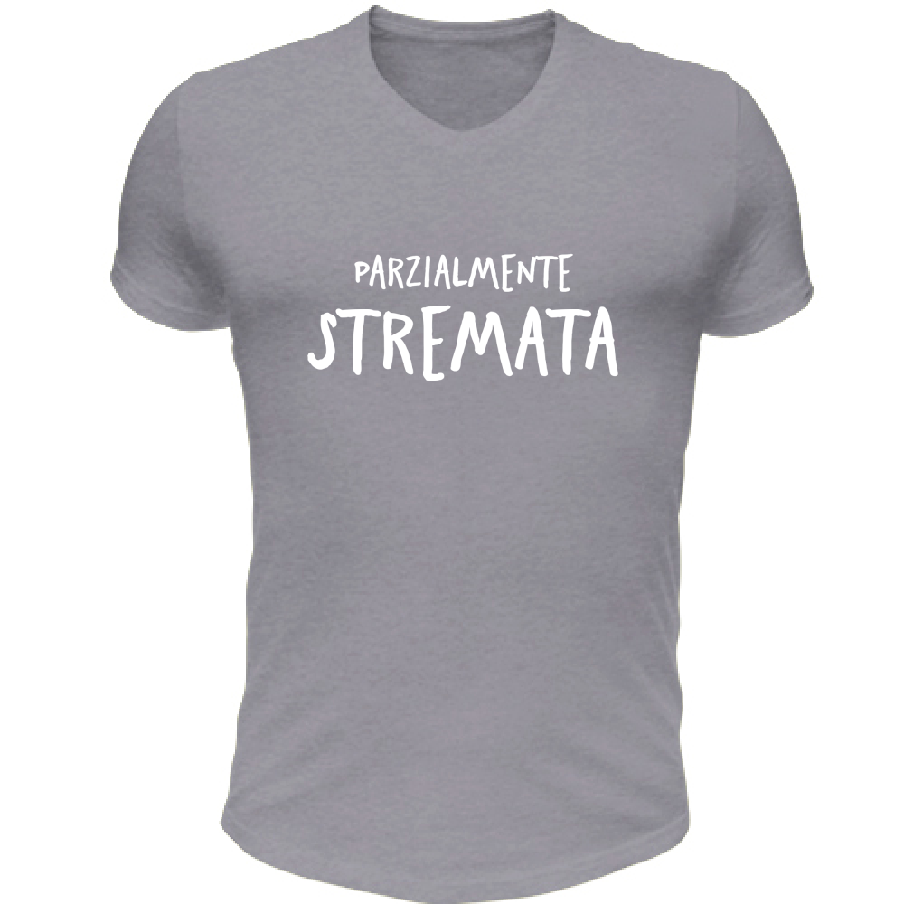 T-Shirt Unisex Scollo V Parzialmente stremata - Scritte Divertenti