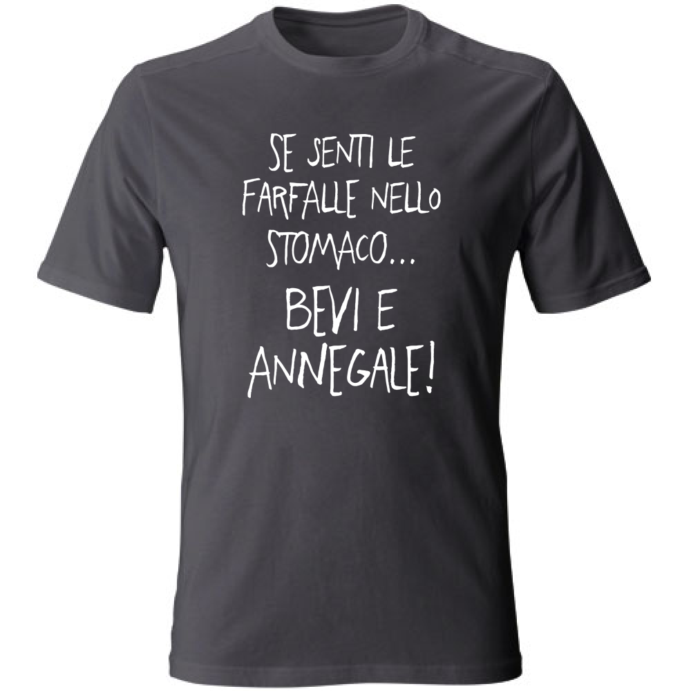 T-Shirt Unisex Large Farfalle nello stomaco - Scritte Divertenti