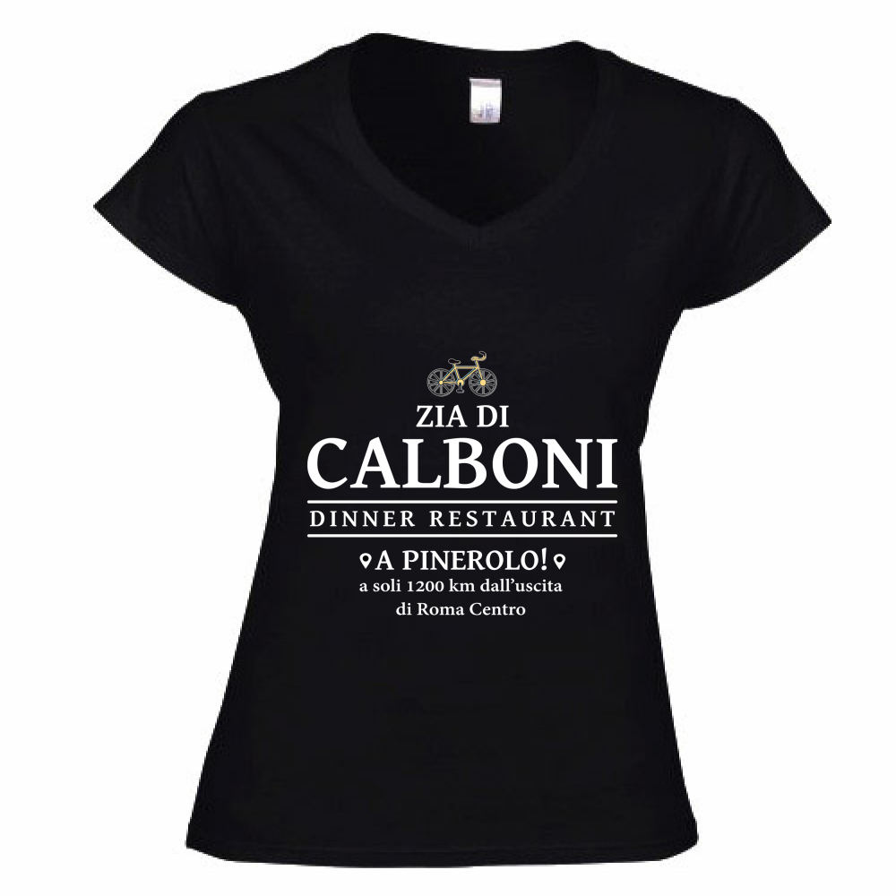 T-Shirt Donna Scollo V Zia di Calboni Restaurant
