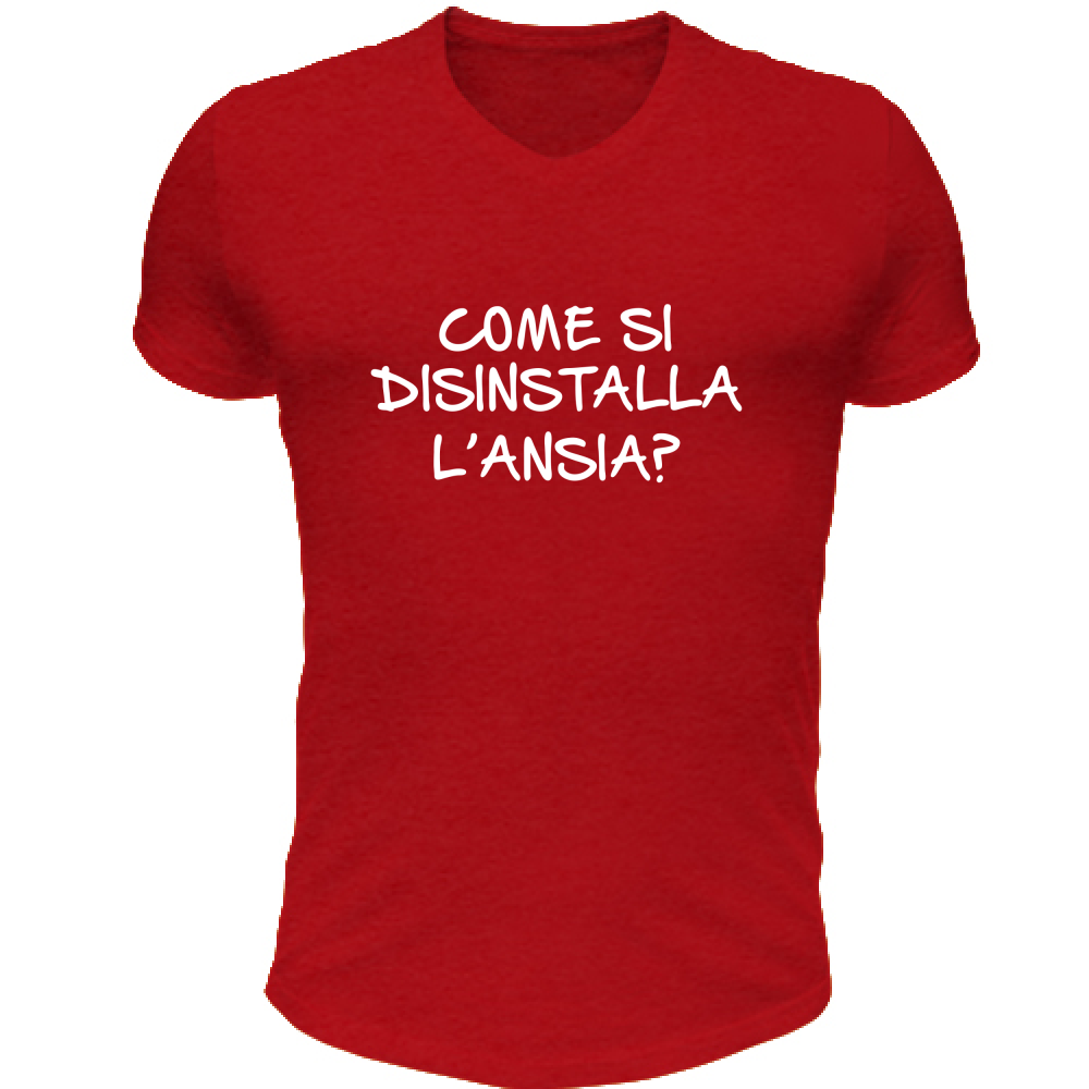 T-Shirt Unisex Scollo V Come si disinstalla - Scritte Divertenti