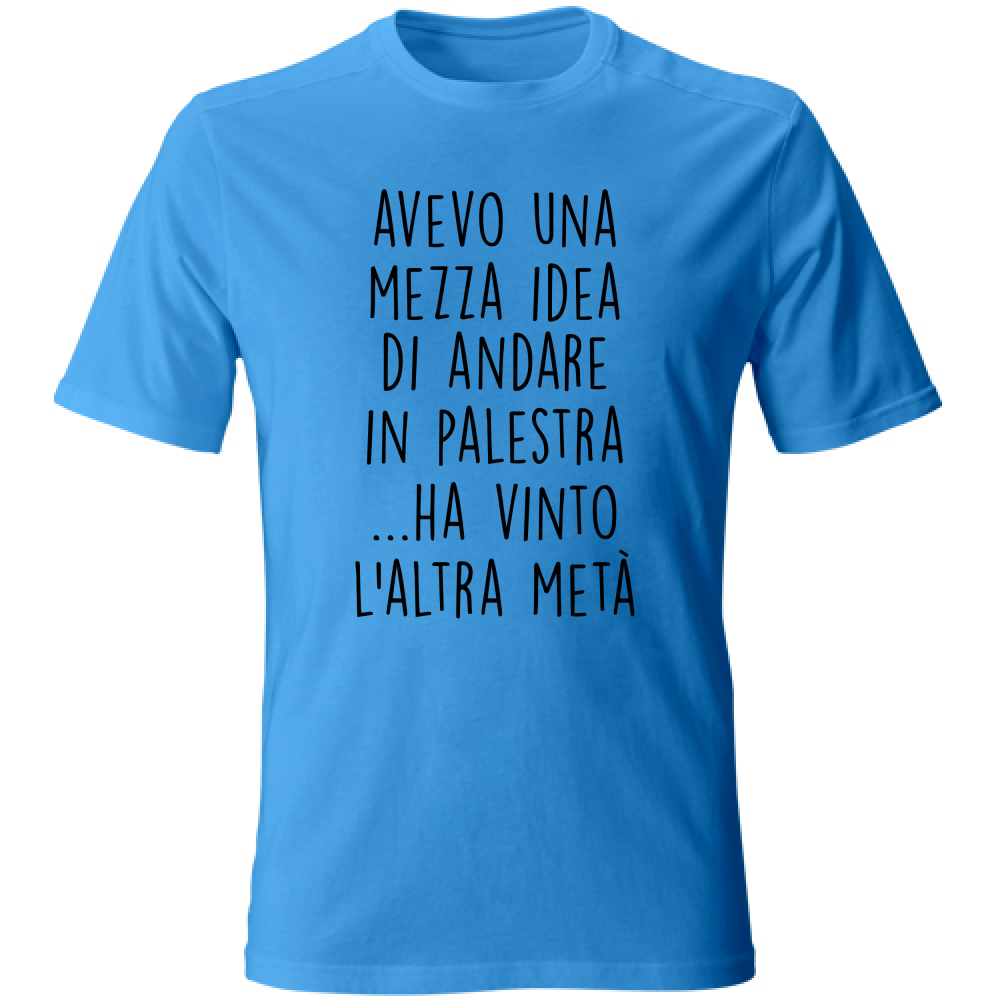 T-Shirt Unisex Mezza idea - Scritte Divertenti - Chiara