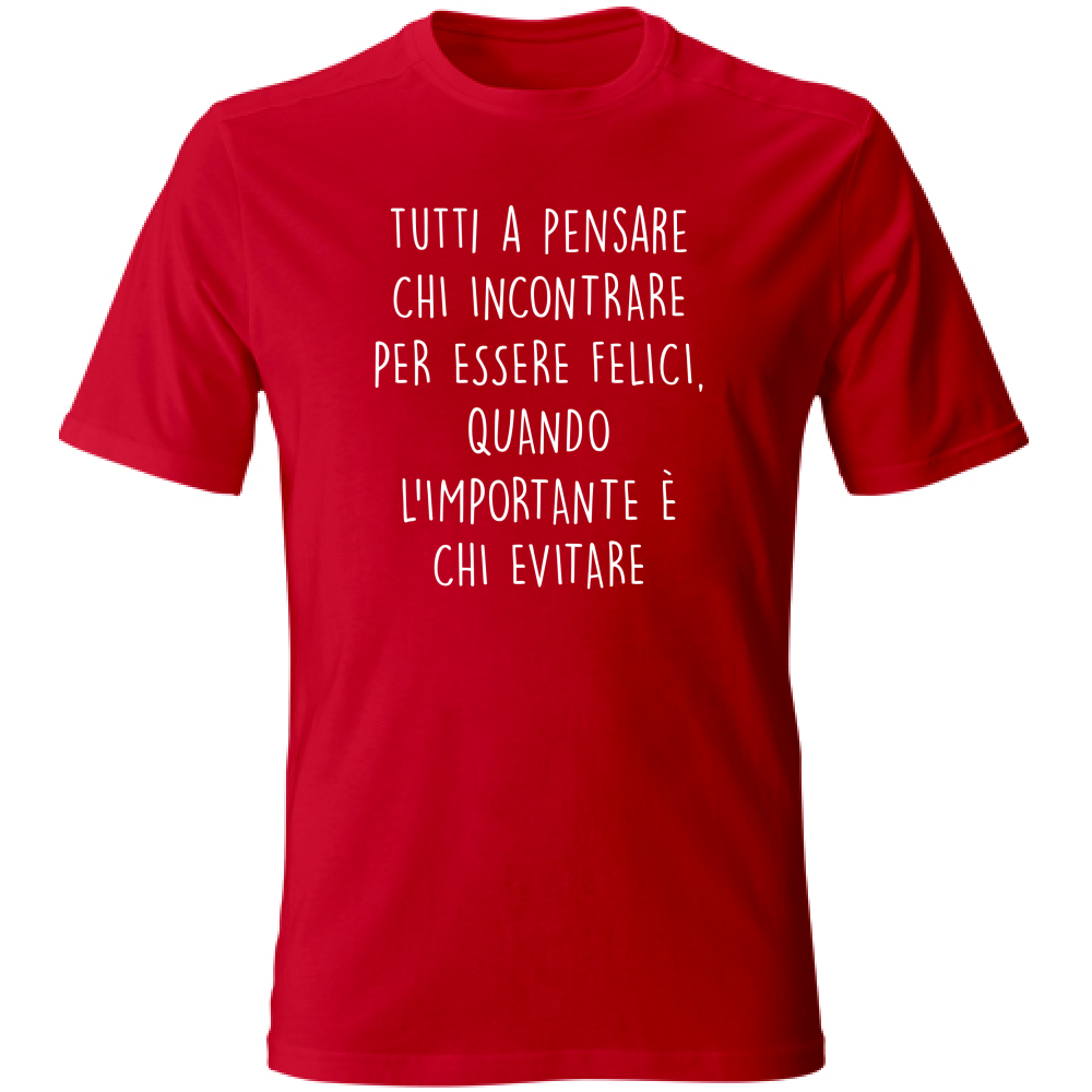 T-Shirt Unisex Large Chi evitare - Scritte Divertenti