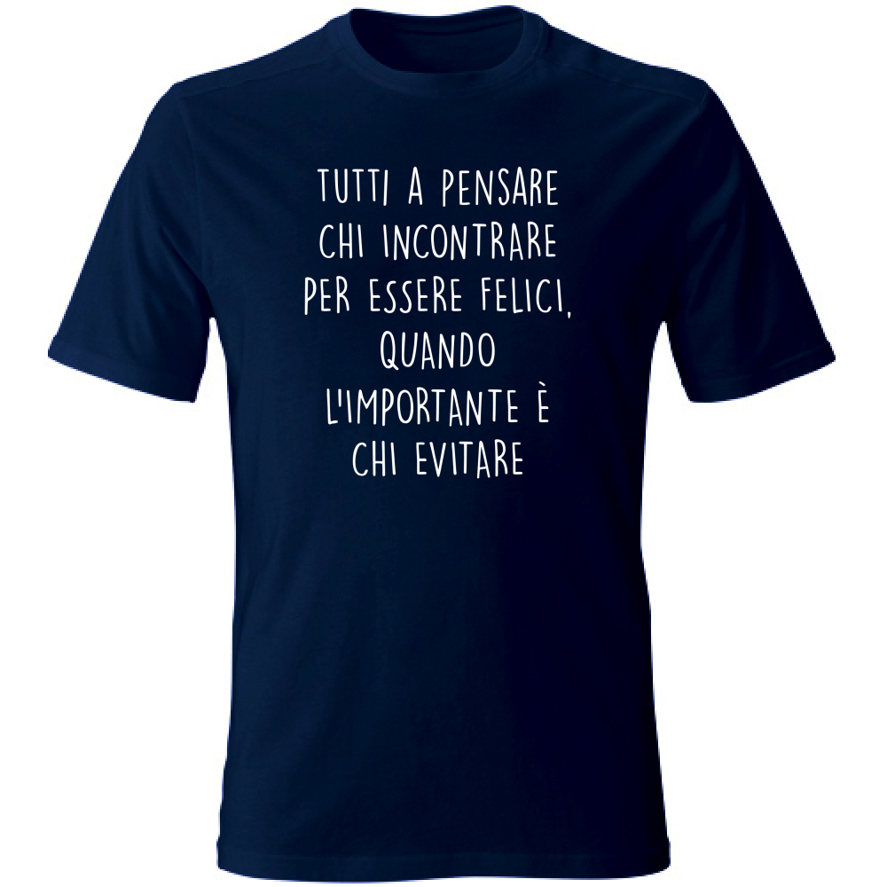 T-Shirt Unisex Large Chi evitare - Scritte Divertenti