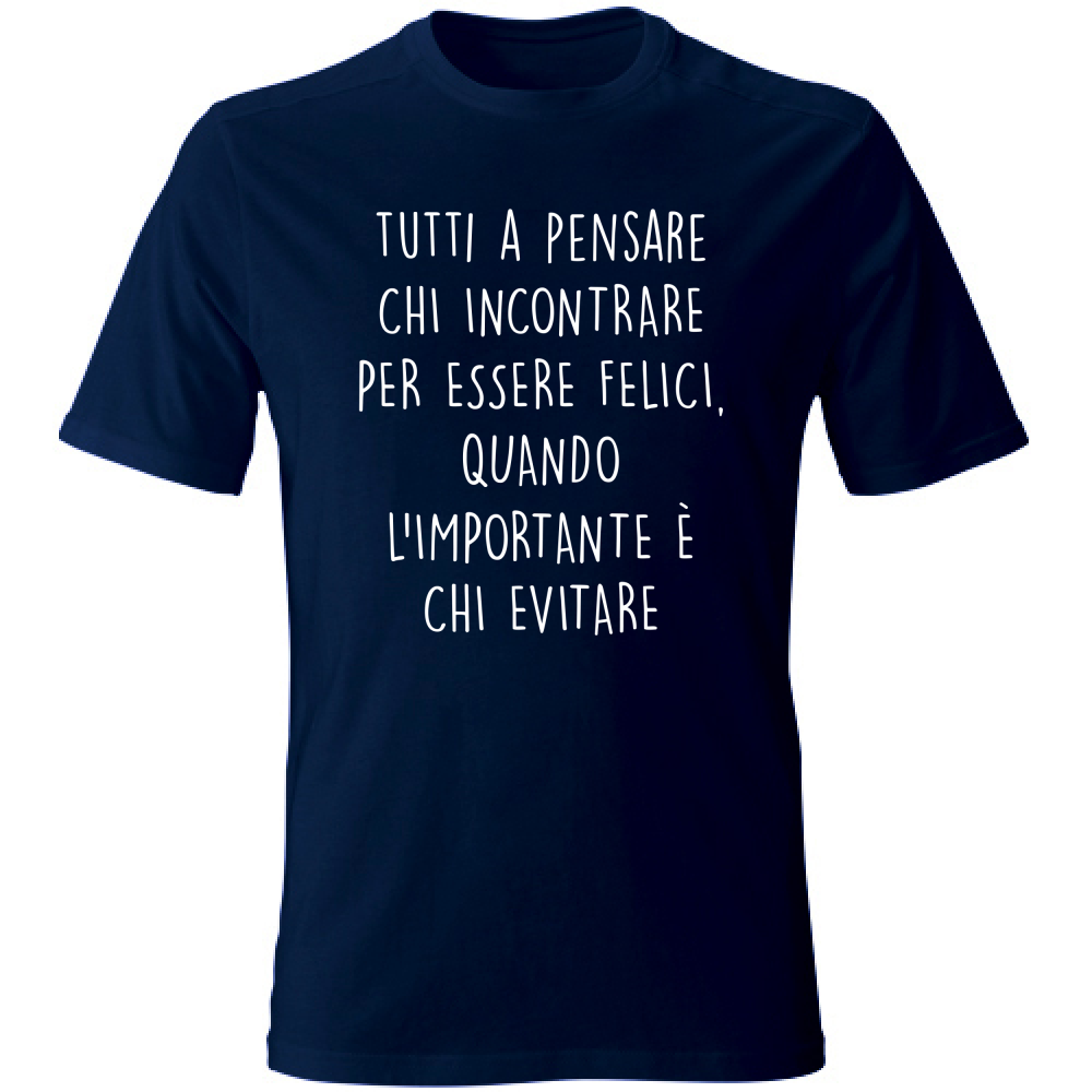 T-Shirt Unisex Chi evitare - Scritte Divertenti