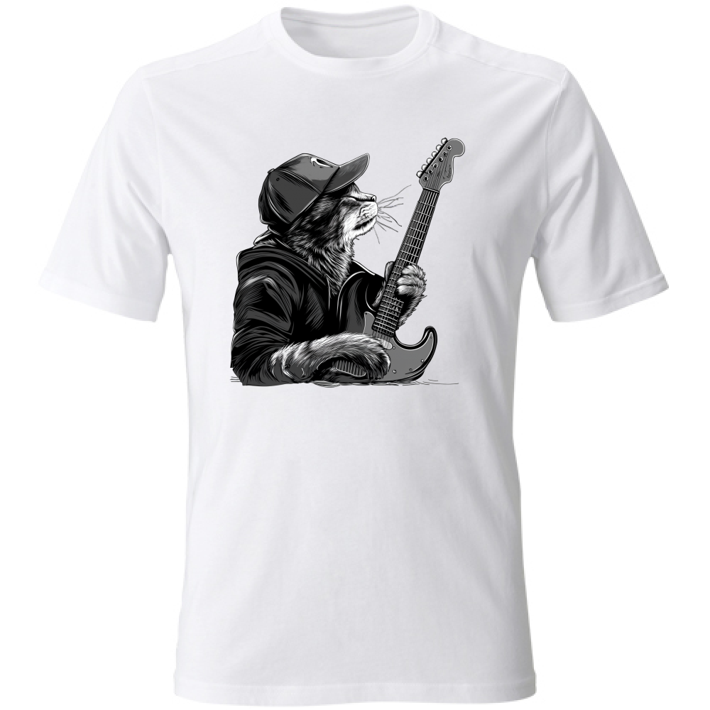 T-Shirt Unisex Large Gatto Rock