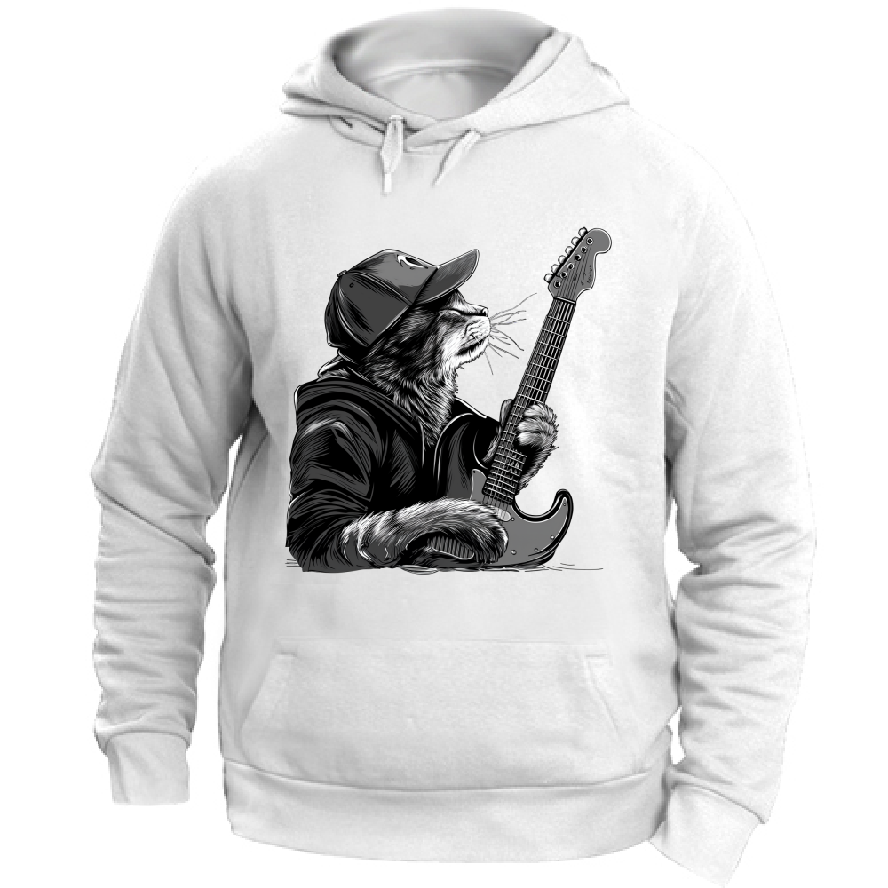 Felpa Unisex con Cappuccio Gatto Rock