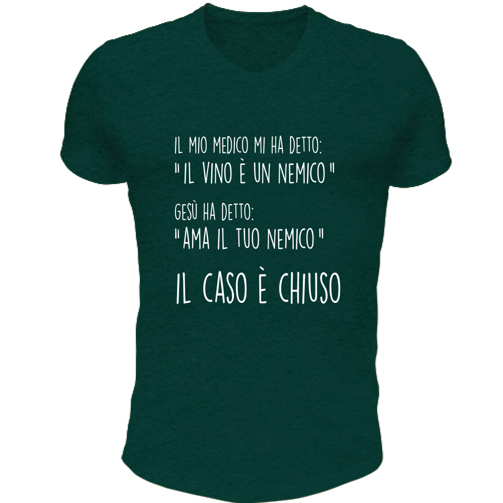 T-Shirt Unisex Scollo V Il caso è chiuso - Scritte Divertenti