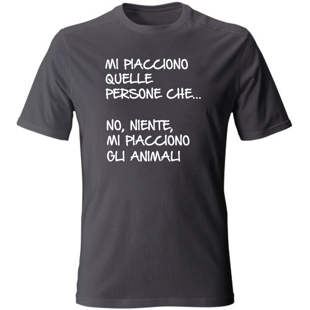 T-Shirt Unisex Large Mi piacciono gli animali - Scritte Divertenti