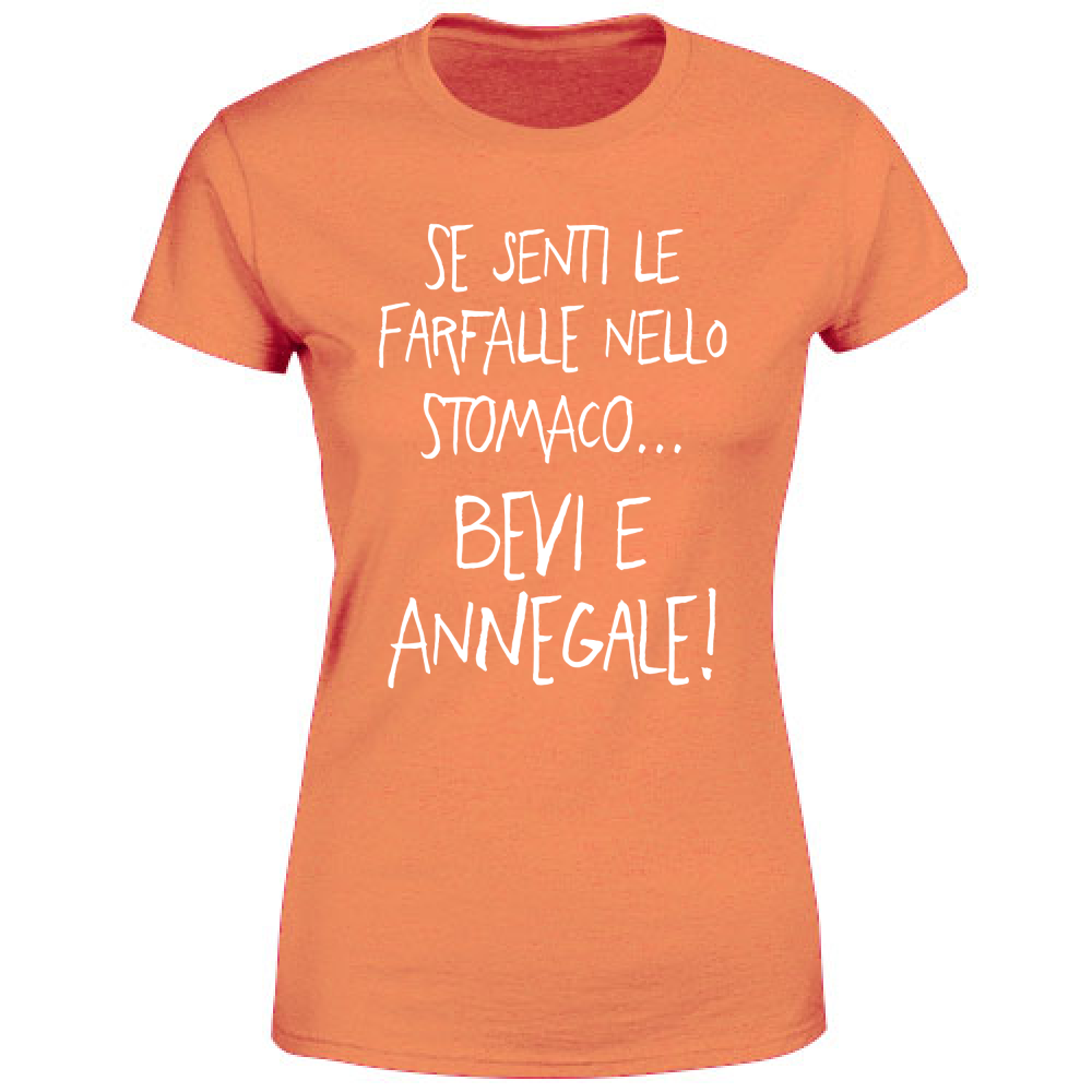 T-Shirt Donna Farfalle nello stomaco - Scritte Divertenti