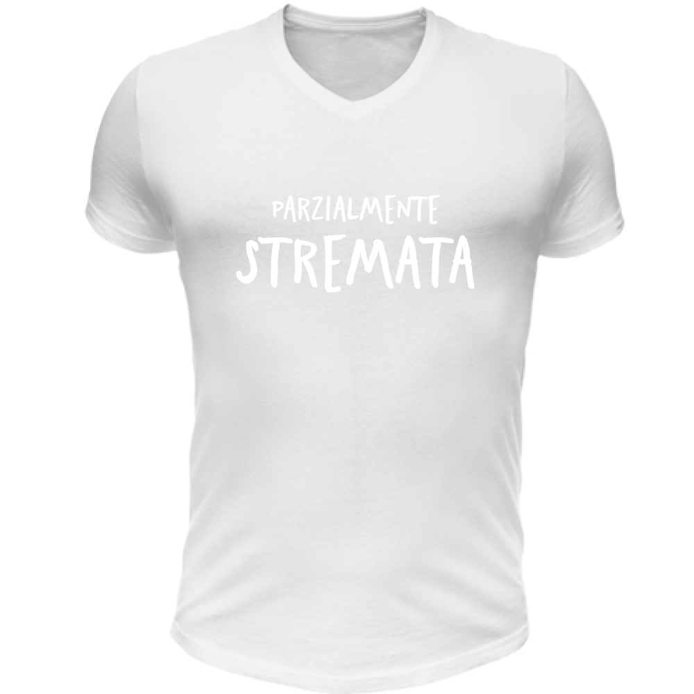 T-Shirt Unisex Scollo V Parzialmente stremata - Scritte Divertenti