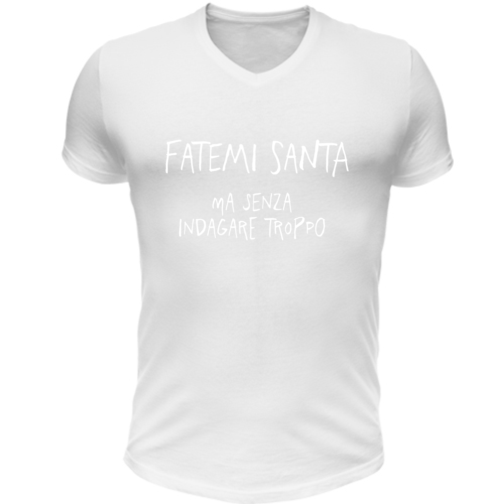 T-Shirt Unisex Scollo V Fatemi Santa - Scritte Divertenti