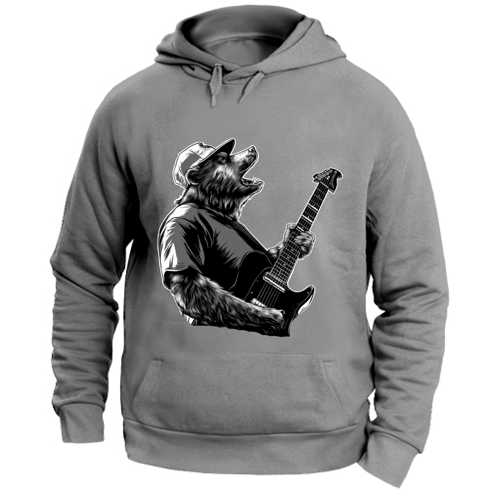 Felpa Unisex con Cappuccio Orso Rock