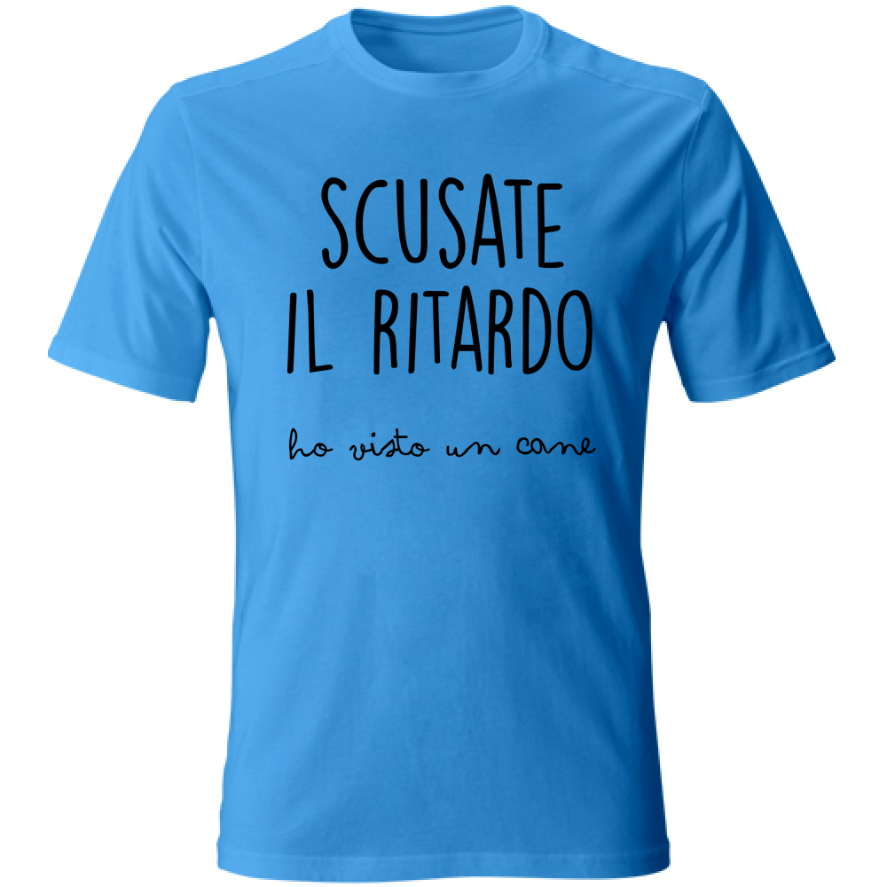 T-Shirt Unisex Ritardo Cane - Scritte Divertenti - Chiara