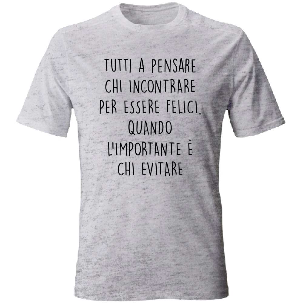 T-Shirt Unisex Chi evitare - Scritte Divertenti - Chiara