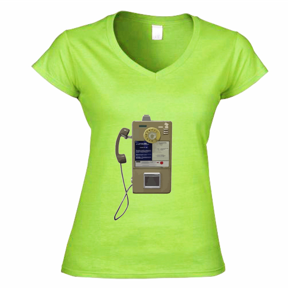 T-Shirt Donna Scollo V Telefono a gettoni