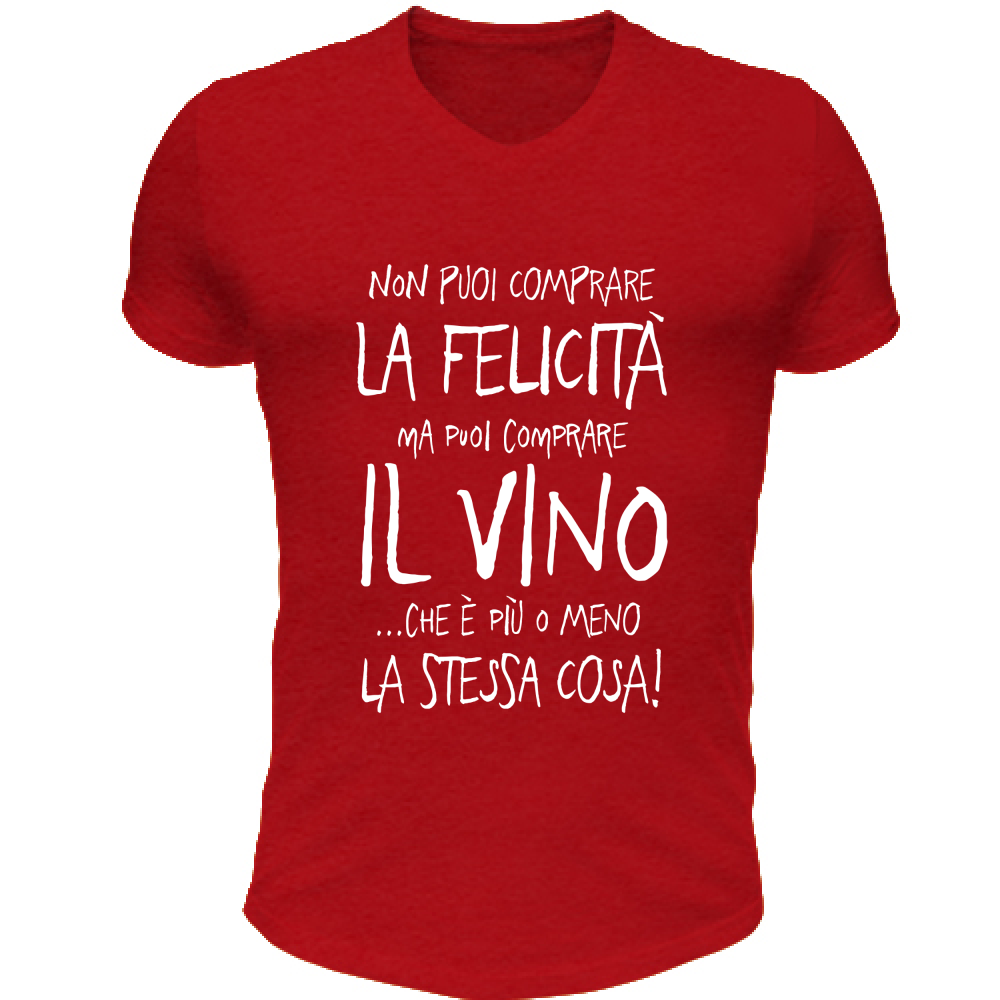 T-Shirt Unisex Scollo V Puoi comprare il Vino - Scritte Divertenti