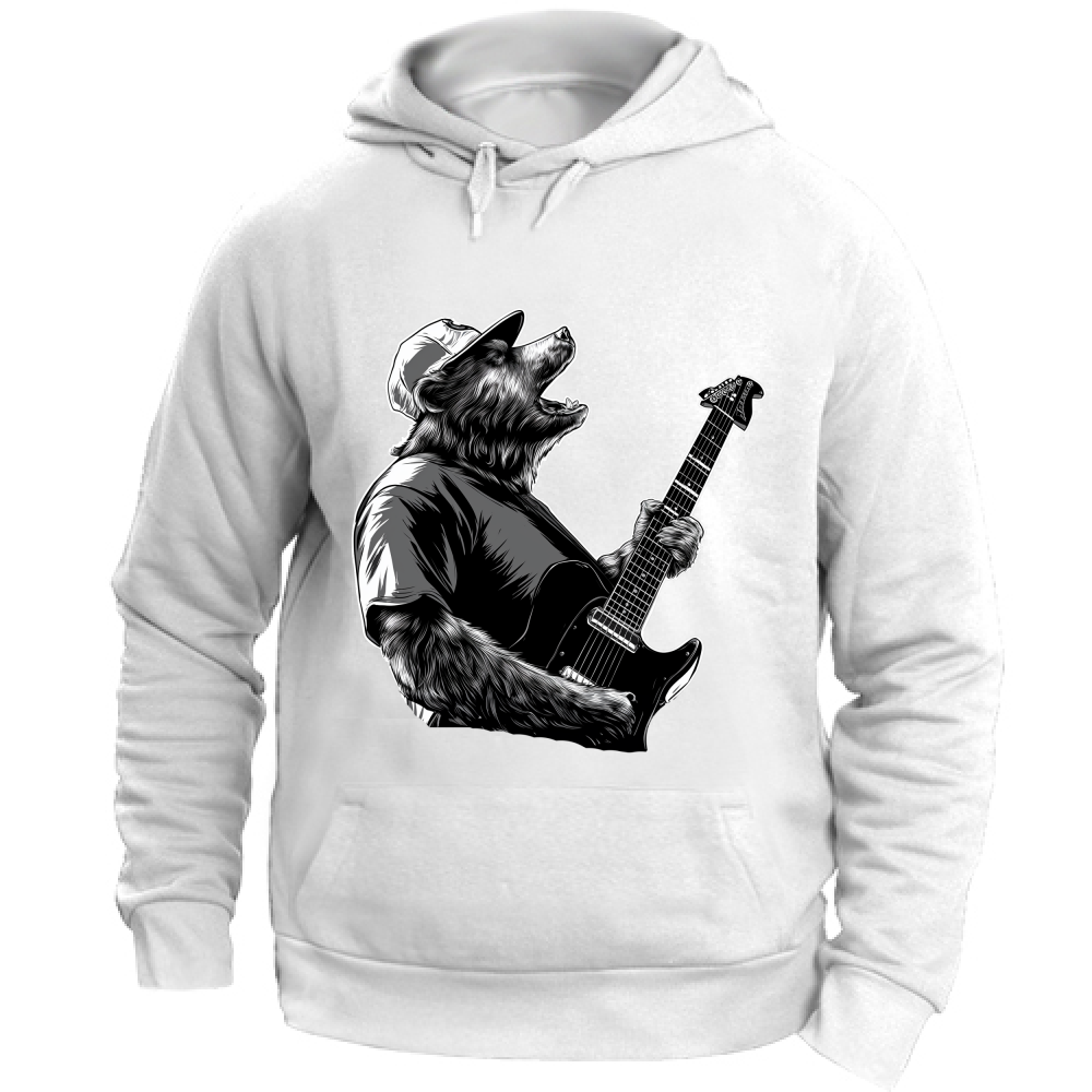 Felpa Unisex con Cappuccio Orso Rock