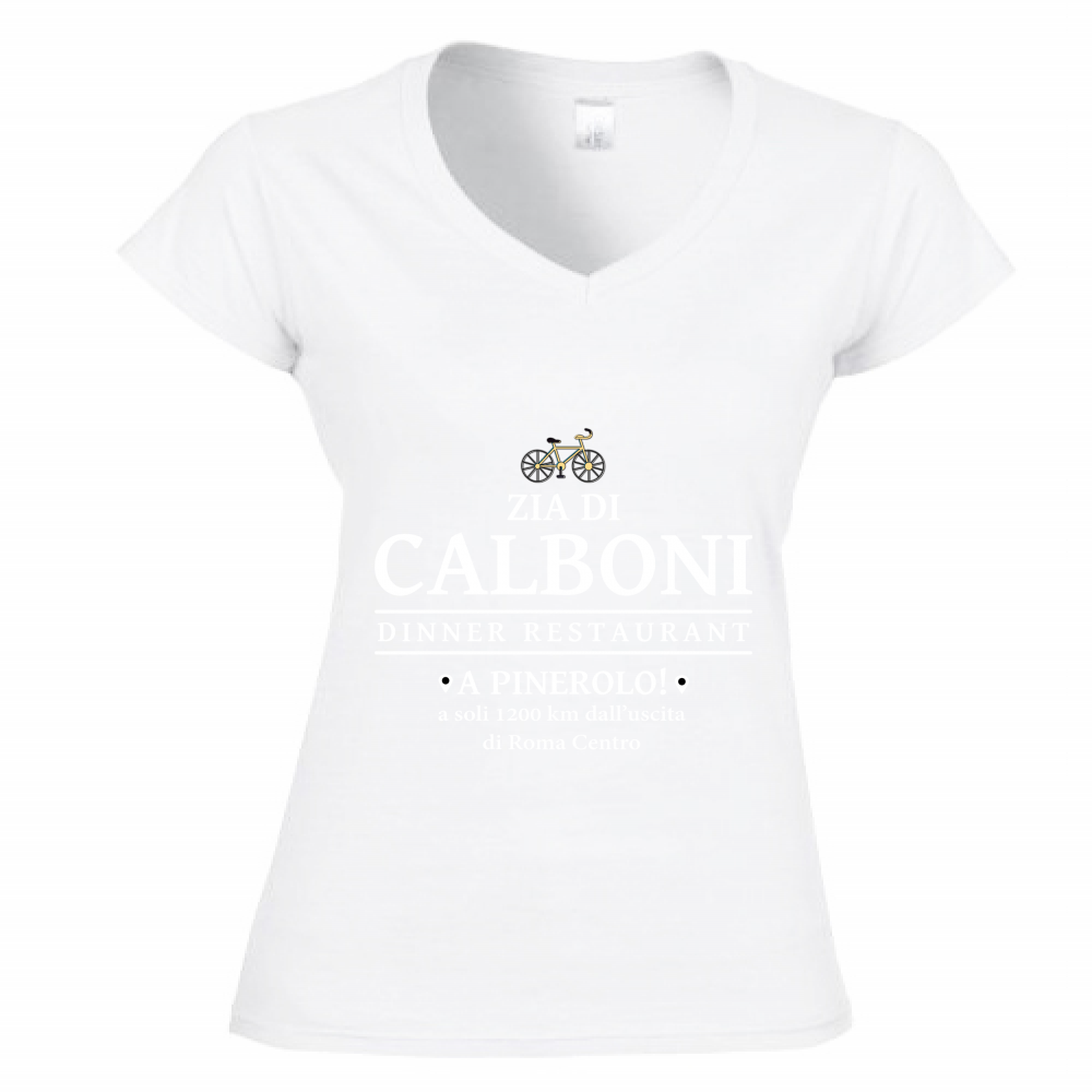 T-Shirt Donna Scollo V Zia di Calboni Restaurant