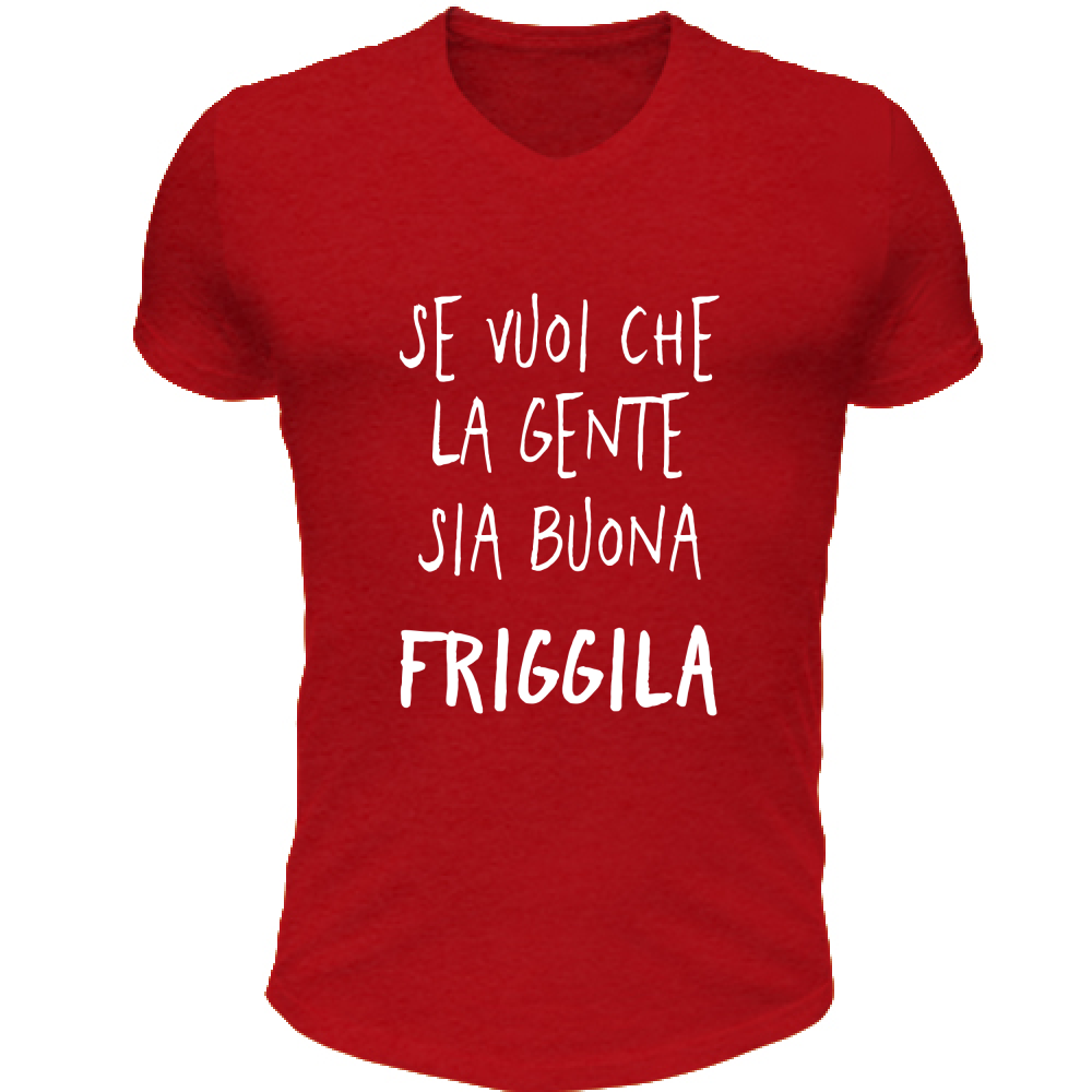 T-Shirt Unisex Scollo V Gente buona - Scritte Divertenti