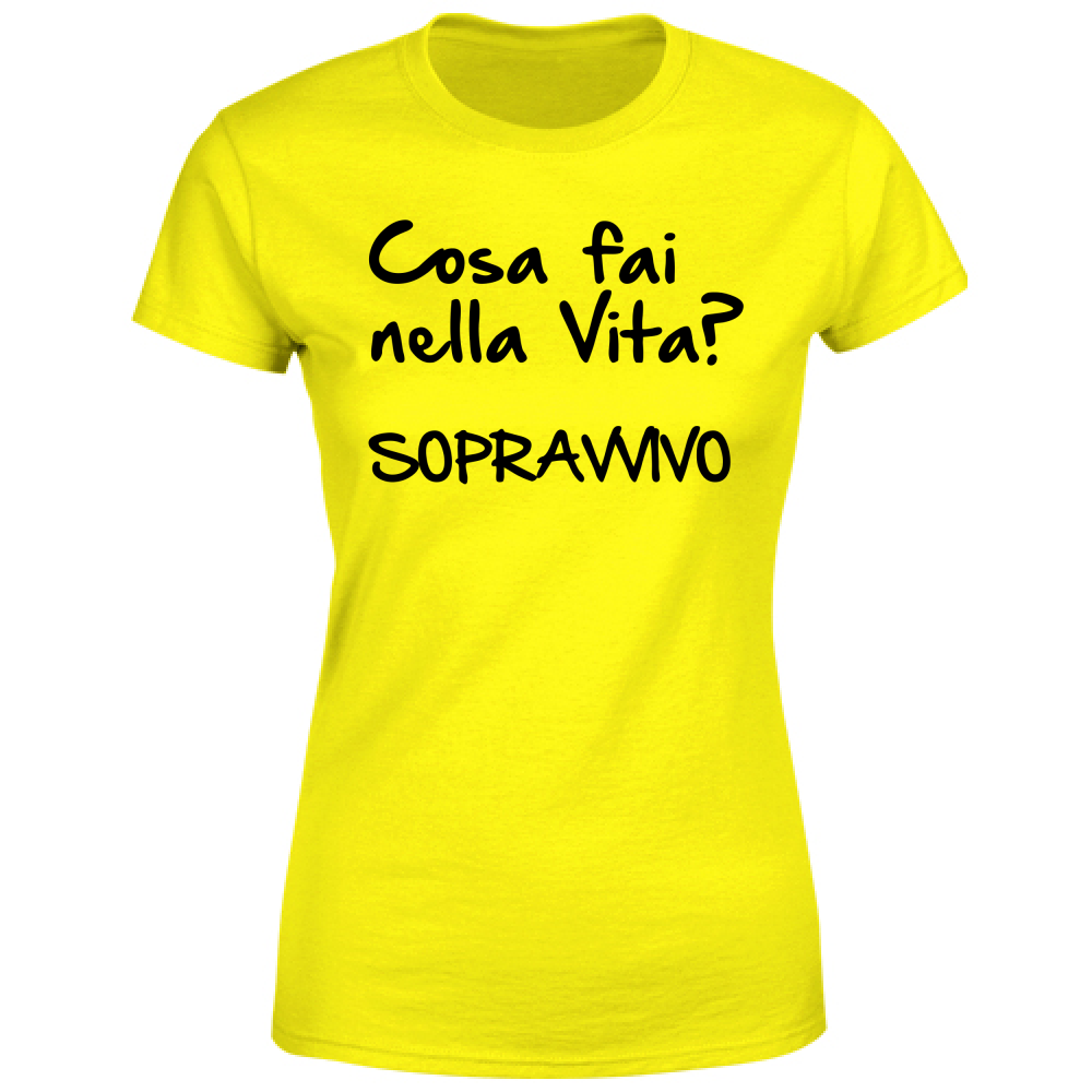 T-Shirt Donna Sopravvivo - Scritte Divertenti - Chiara