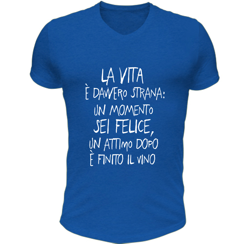 T-Shirt Unisex Scollo V Vita strana - Scritte Divertenti