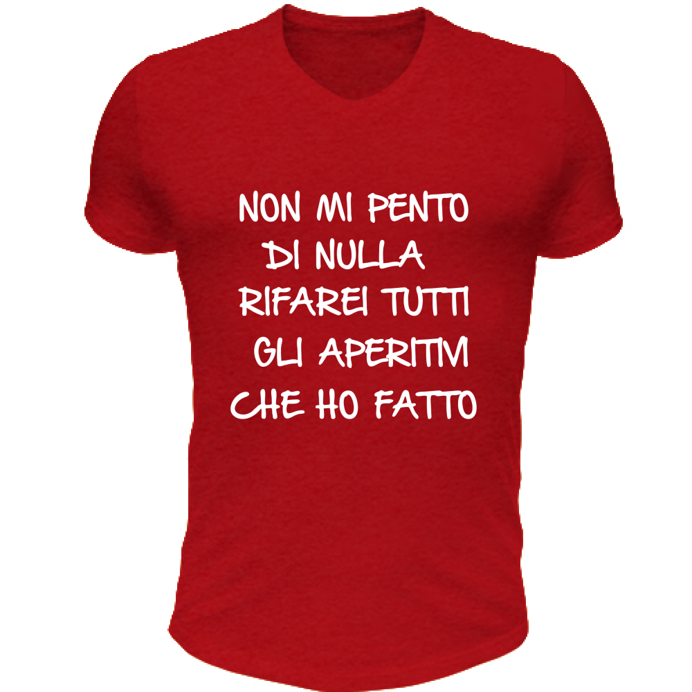 T-Shirt Unisex Scollo V Non mi pento - Scritte Divertenti