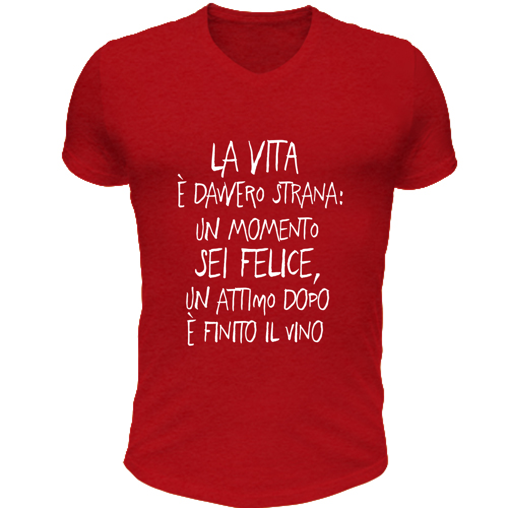 T-Shirt Unisex Scollo V Vita strana - Scritte Divertenti