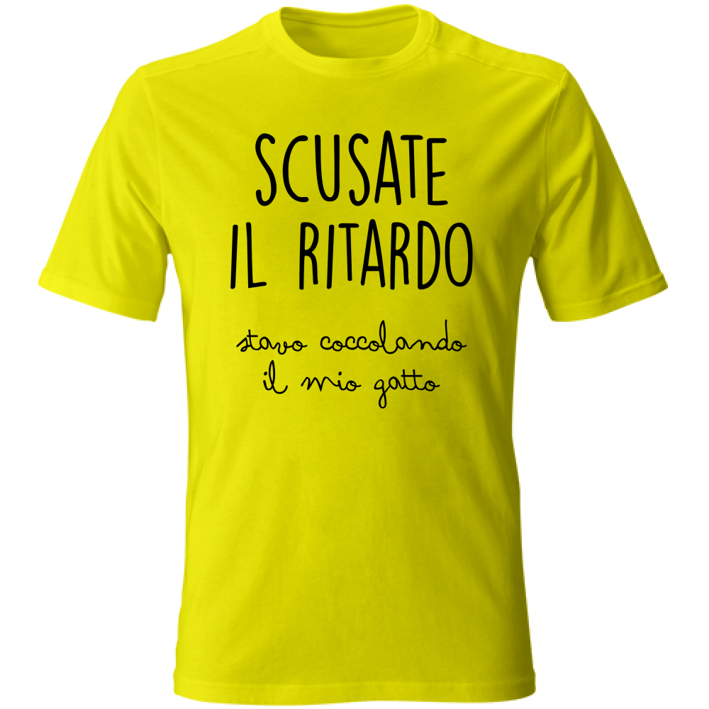 T-Shirt Unisex Ritardo Gatto- Scritte Divertenti - Chiara